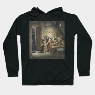 Sick Man in Bed with a Wife and Two Children Next to Him by Ary Scheffer Hoodie